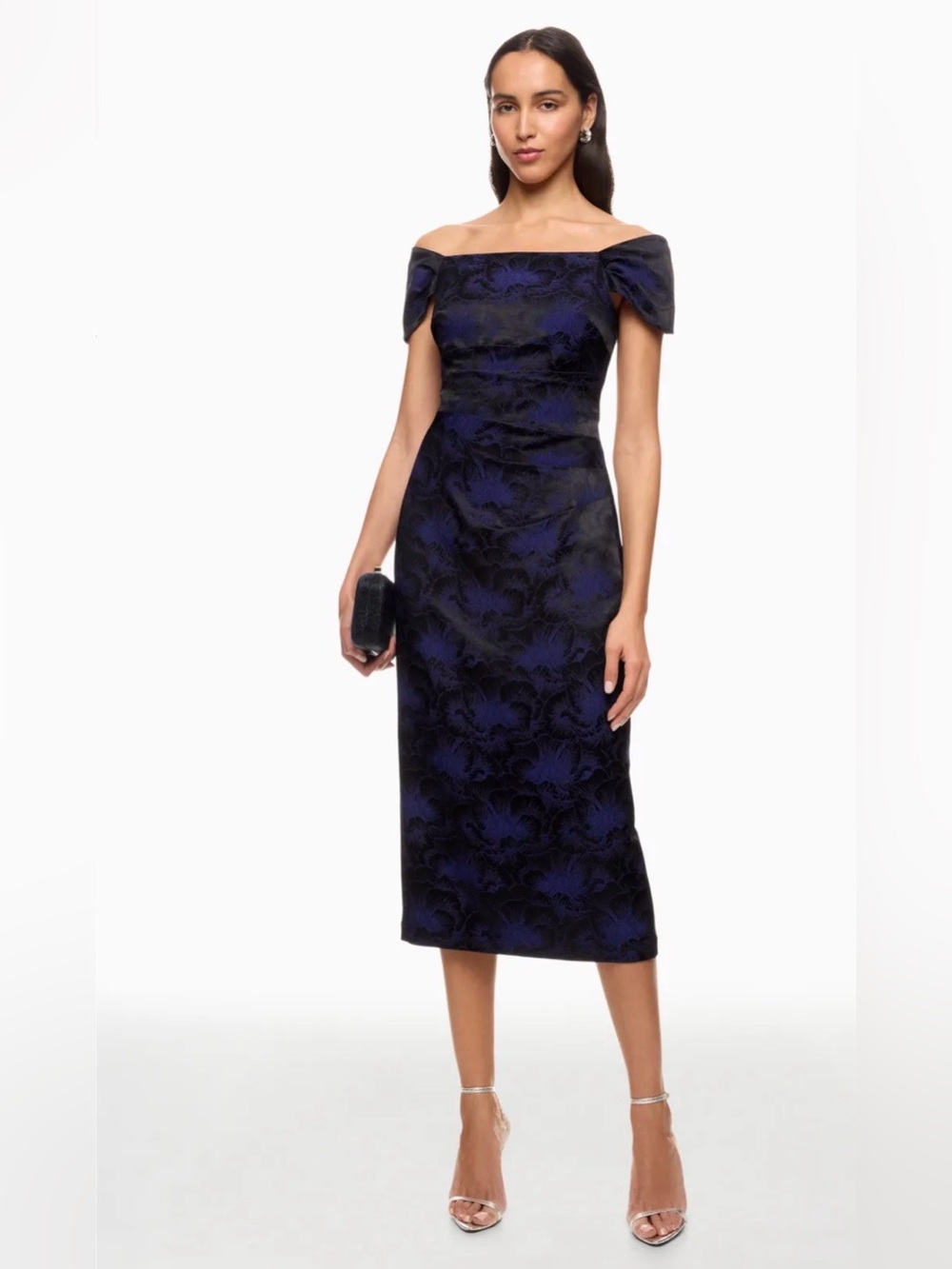 Aidan Mattox Floral Jacquard Off-the-shoulder Cocktail Dress